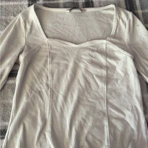 SO White Ribbed Long Sleeve Top